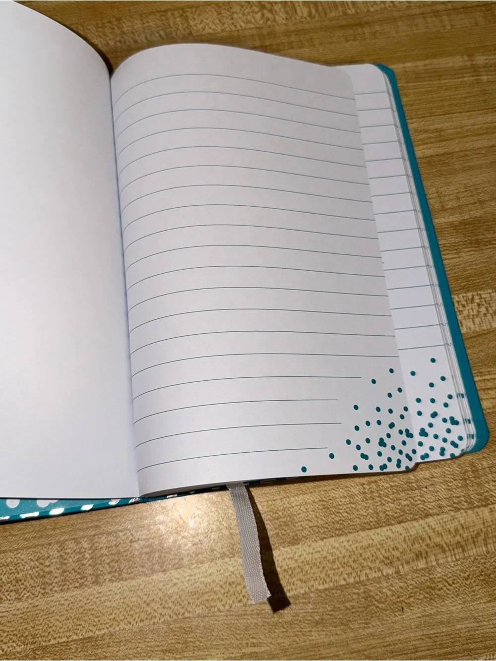 6x8 Teal Notebook with Metallic Polka Dots writing notes